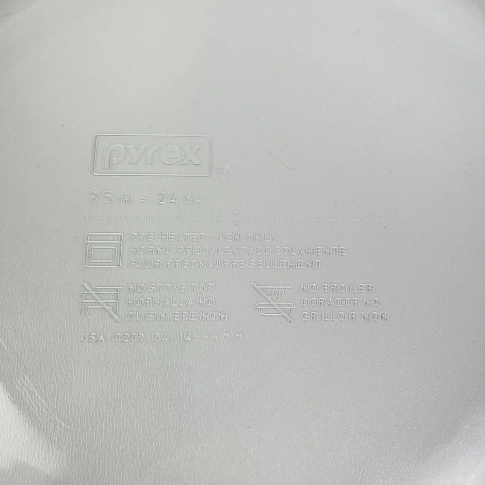 Pyrex Easy Grab Glass Pie Pan Plate Flat Fluted Dish Vintage 9.5